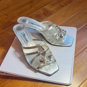 J.Renee Metallic Silver Mules